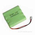 Rechargeable NiMH Battery Pack, 4.8V Rated Voltage, 500mAh Rated Capacity